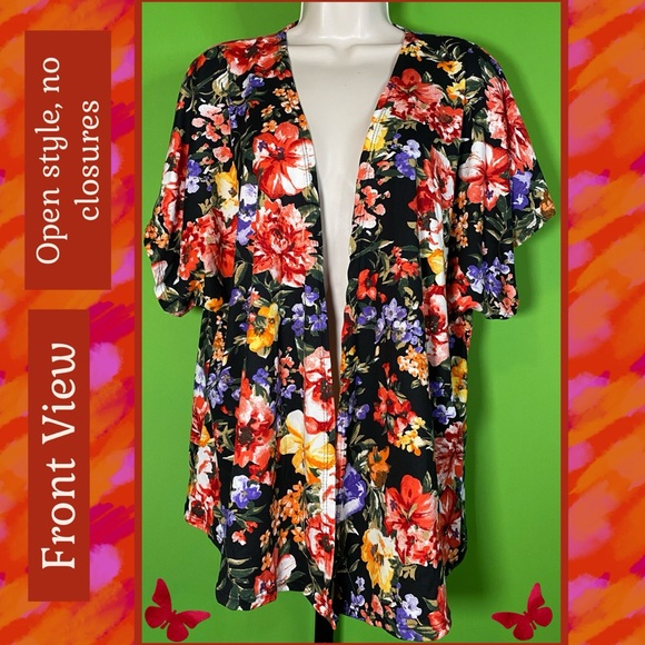 ‼️FINAL PRICE‼️NWOT S OPEN CARDIGAN BLACK&FLORAL WIDE SHORT SLEEVE WHIMSYGOTH - Picture 3 of 14